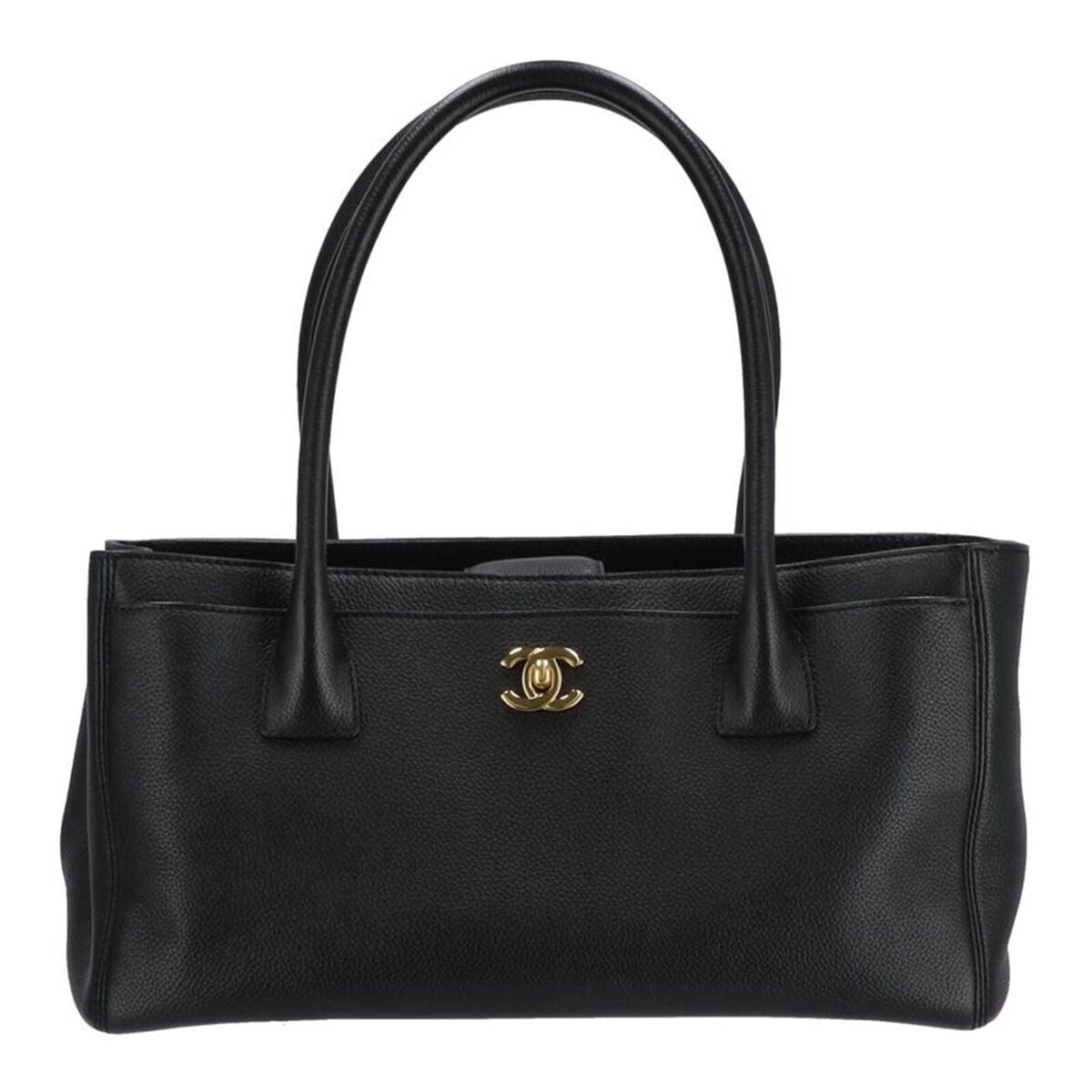 Sac fourre-tout exécutif d'occasion en cuir caviar noir CHANEL petit authentique