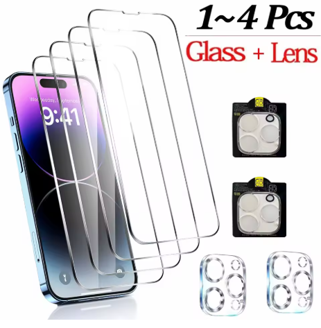 1~4Pcs HD Protecteur d'écran pour iPhone 17 16 15 14 Pro Max en verre trempé